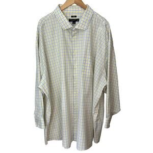 Pronto Uomo Classic Fit Dress Shirt Mens 22 34/35 Non Iron Button Up Yellow Blue